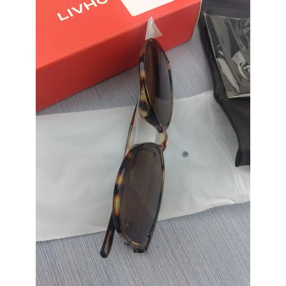 Livho Polarized Sunglasses, Retro Oversized Round Lenses, Brown Tortoise, NWT